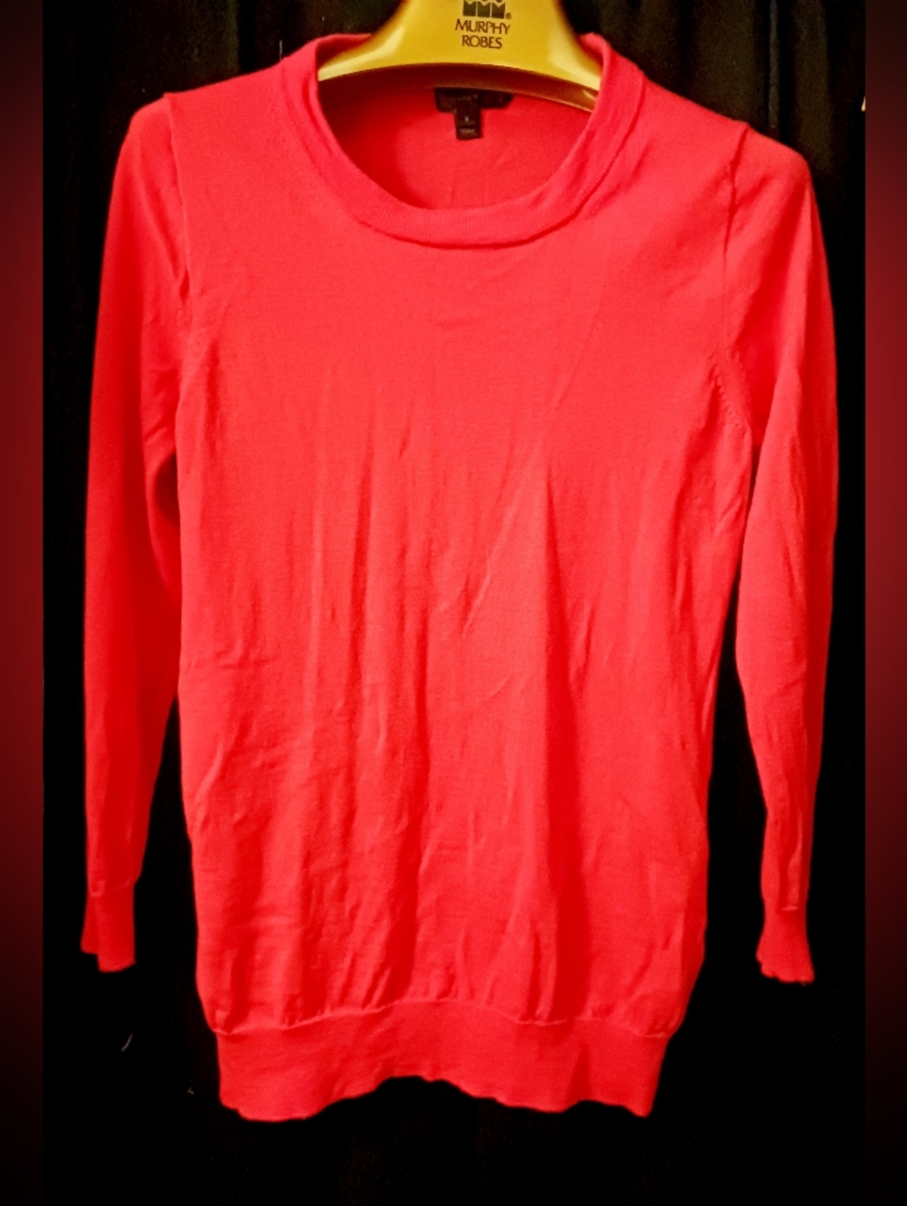 J. Crew Red Merino 100% Wool Crewneck Sweater, Deep Orage Red